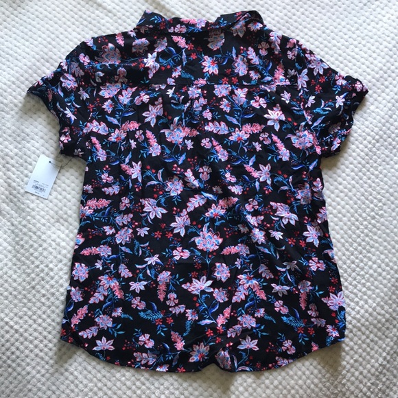 CROFT & BARROW floral pattern button up shirt with breast pockets Size Large NEW - Picture 3 of 9